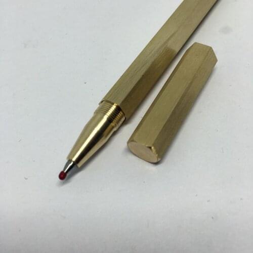 5 pcs Handmade Polished Brass Pen, Solid Portable Pocket Copper Signaturn Pen Tactical Pen Self Defense EDC Six -Arrise Gel Pen