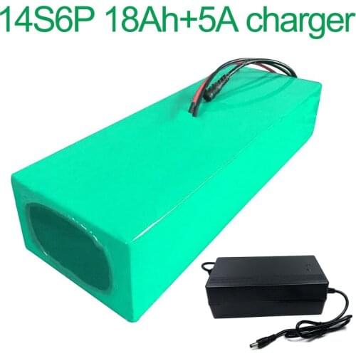 With 5A charger 52V 18Ah 14S6P 18650 Li-ion Battery Pack E-Bike Ebike electric bicycle 270*115*70mm