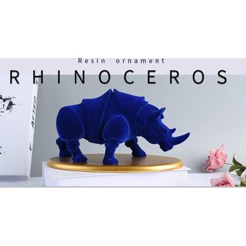 Nordic Rhino Sculpture Figurine Art Animal Statue Creative Resin Crafts Ornaments Home Office Car Desktop Decoration