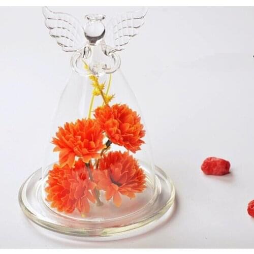 2pcs/pack Angel Top Glass Dome Vase Creative Glass Angel Cover Fashion Glass Dome Home Decorative Beautiful Promotion Gift