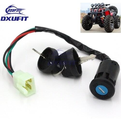 DXUFIT Universal Ignition Key Switch Lock Electric 4 Wires 2 Key Motorcycle Pit Dirt Bike Quad ATV DMS001 10