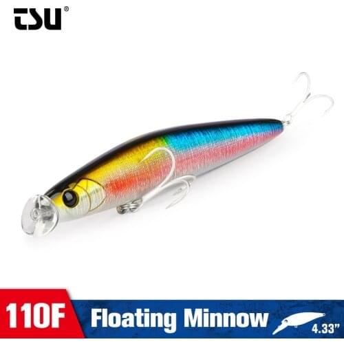 TSURINOYA 110F Fishing Lure Floating Minnow HUNTER DW81 11cm 15.5g Saltwater Shallow Range Hard Bait Seabass Jerkbait Wobbler