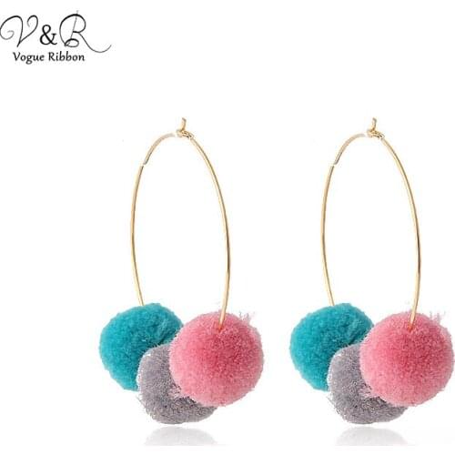 Vogue Ribbon DIY Handmade Jewelry Making Charm Pendants Pom Ball Hoop Earring Set Components Decoration Fashion Accessories Gift