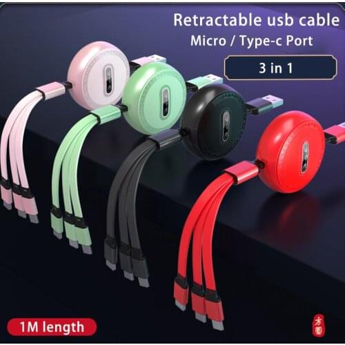 New retractable multi usb charge cable for huawei mate20 p30 nova8 tpye c micro usb wire for samsung note20 s10 vivo oppo xiaomi