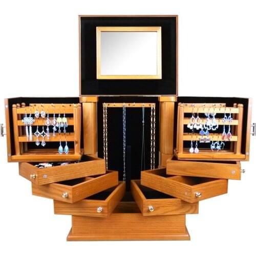 High energy retrospective wooden jewelry slope hardwood reception box Princess family South Korea Europe home