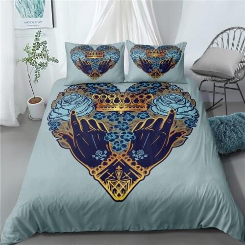 Wongs bedding Heart Bedding Set Love wedding Duvet Cover Pillowcase Single Queen King Bedlinen new 3pcs