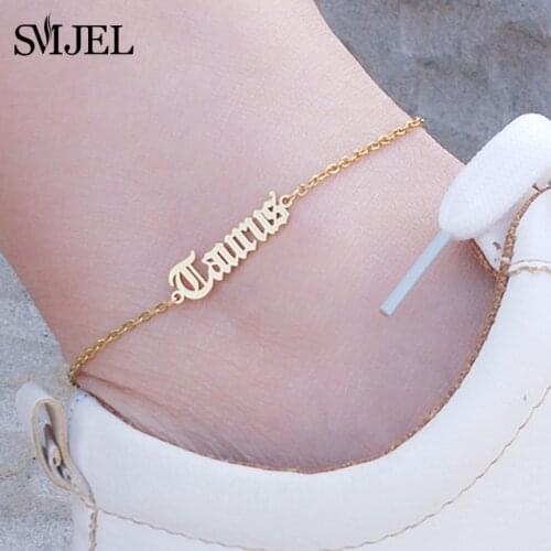 Old English Letter Zodiac Charm Anklet Vintage 12 Constellation Ankle Bracelet for Women Fashion Jewelry Birthday Best Gift