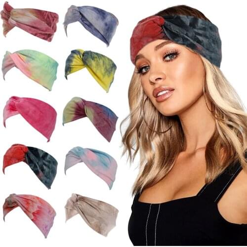 1PC Fashion New Colorful Cotton Wide Stretch Headband for Women Turban Sports Yoga Hairband Head Wrap Sports Accessories