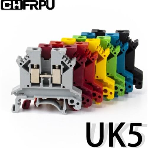 10Pcs Din Rail Terminal Block UK-5N Connductor Universal Class Screw Wire Connector Strips Disassemble assembly
