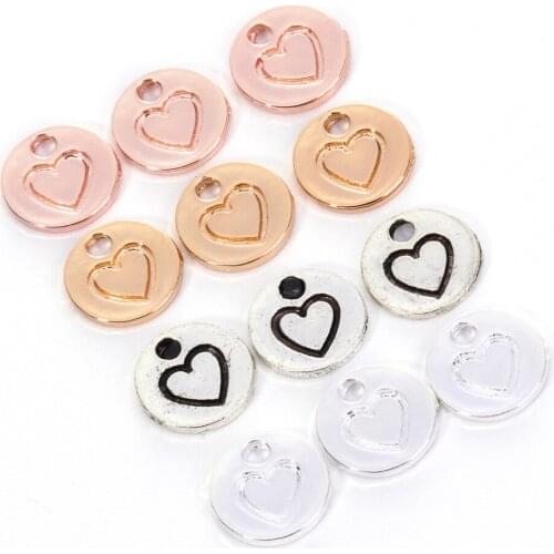 10 pieces of round card floating love charm pendant necklace bracelet anklet accessories DIY metal jewelry jewelry