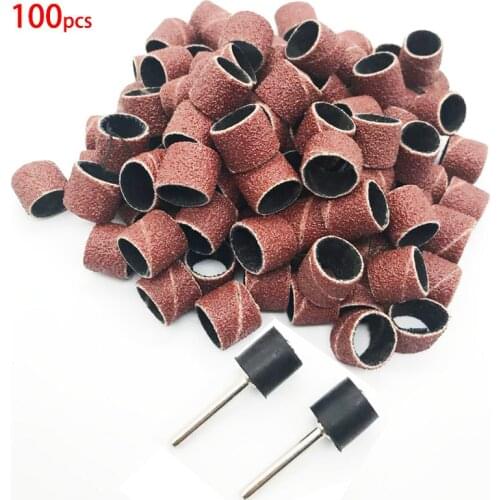 100pcs Sanding Bands Sleeves & 2 Mandrels Electric Grinding Polishing Sandpaper Circle Sand Ting
