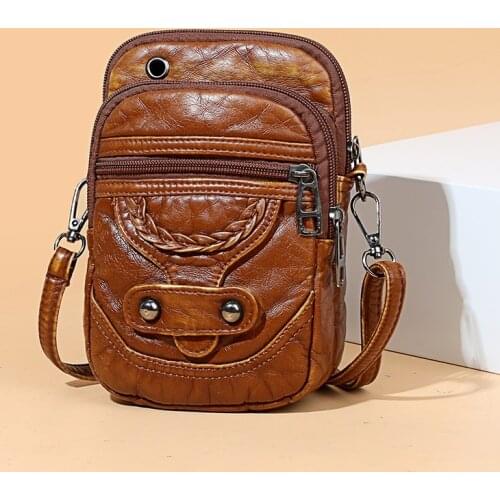 2020 Women Shoulder Bag Leather Cellphone Handbags Womens Bags Small Phone Crossbody Vertical Bag Fashion Female for Ladies