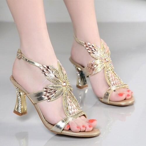 2021 Glitter Women Open Toe Sandals High Heels Party Shoes Gladiator Sandals Wedding Shoes Summer Rhinestone Sandals