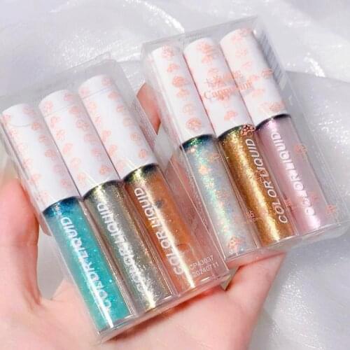3 PCS Of Broken Diamond Liquid Eye Shadow Stick Monochromatic Sequin Glitter Pearl High Gloss Waterproof Shiny Cosmetics TSLM1