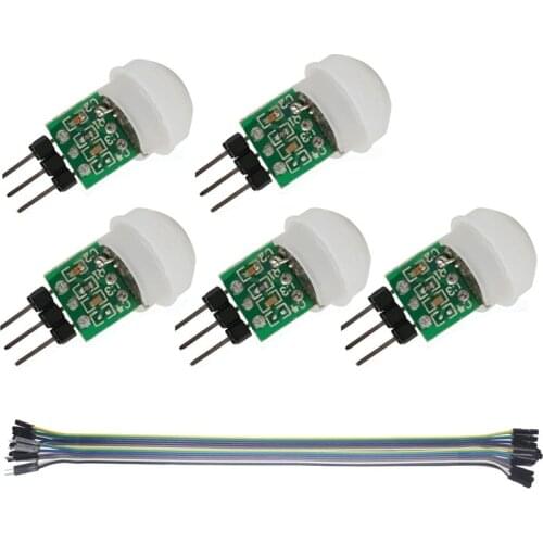 5PACK IR Human Sensor AM312 Mini Detector Module HC-SR312 Pyroelectric Infrared PIR Motion Automatic Detector