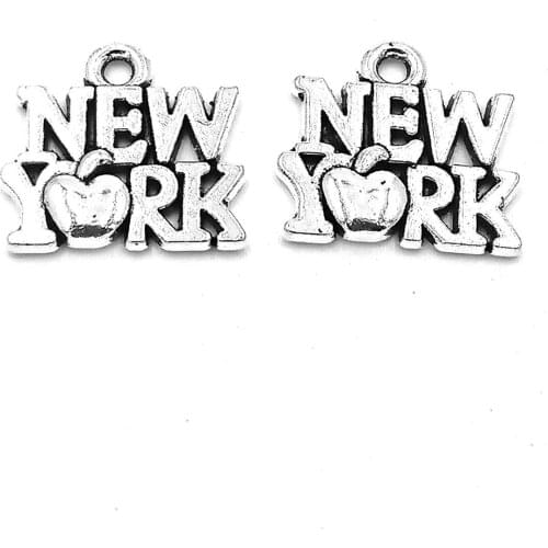 50pcs New York charms pendant 14x14mm antique silver ornament accessories jewelry making DIY base material