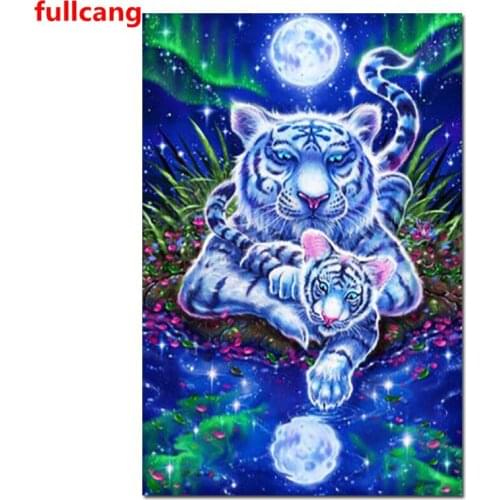 5D DIY Diamond Painting Cross Stitch Galaxy Moon Tiger Cub Diamond Embroidery full Drill Diamond Mosaic Decor fantasy JX2396