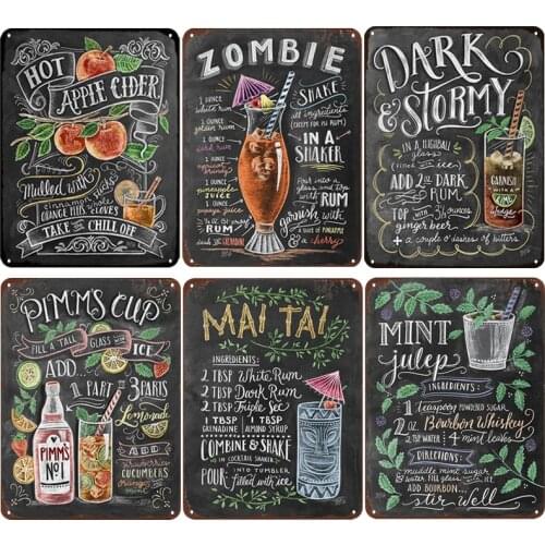 Diamond Painting Mai Tai Cocktail Plaque Cup Whiskey Vintage Poster Cross Stitch Kit Full Drill Diamond Embroidery Mosaic Art