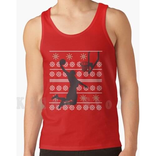 Basketball Basketball Player Christmas Tank Tops Vest 100% Cotton Dunken Basket Dunking Christmas Ideas Game