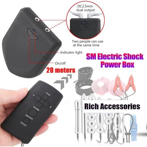 Wireless Remote Control Electric Shock DIY Dual Output Host E-Stim Therapy Massage Power Box Machine BDSM Sex Toy Accessories