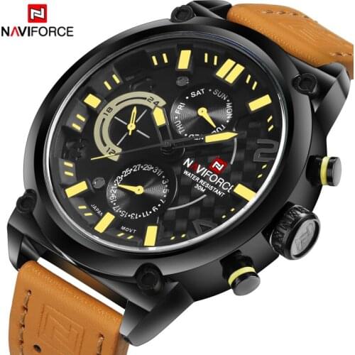 Watches Men NAVIFORCE Fashion Leather Mens Quartz Watch 24 Hours Date Waterproof Military Sport Wrisr Watch Relogio Masculino