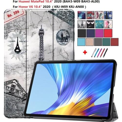 Coque for Huawei MatePad Mate Pad 10.4 Case BAH3-W09 BAH3-AL00 PU Leather Fashion Painted Tablet Cover for Honor V6 10.4 Caqa