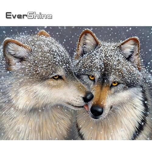 EverShine DIY 5D Wolf Diamond Painting Full square Animals Cross stitch Diamond Embroidery Sale Winter Decoration For Home