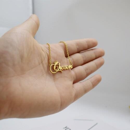 European and American popular, exquisite crown letter chosen stainless steel necklace