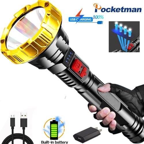 Pocketman 80000Lm Flashlight Tactical Flashlight Long Range Torch USB Rechargeable Flashlight Waterproof Camping lantern