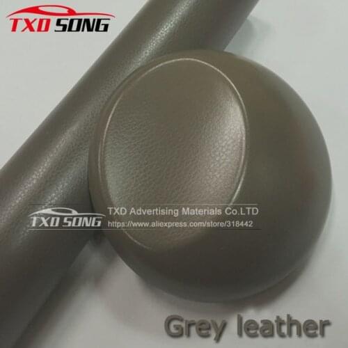 Good gray grey Beige leather pattern PVC adhesive vinyl wrap film sticker for auto car body internal decoration vinyl wrap