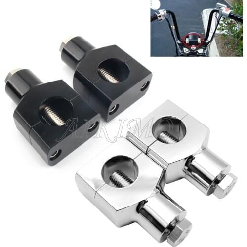 Chrome/Black Motorcycle 1" 25mm Handlebar Bar Risers Clamps Mounts For Harley Sportster Bobber Honda STEED 400 600 VLX Shadow