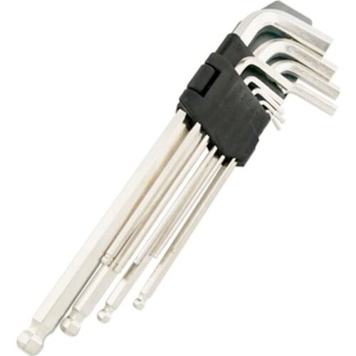 9Pcs 1.5mm-10mm Coded Ball-End Hex Allen Key L Wrench Set Torque Long Metric With Sleeve Hand Tools Bicycle Accessories