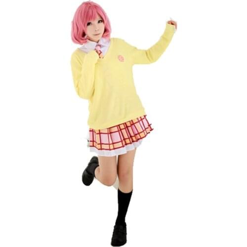 Noragami Ebisu Kofuku Cosplay Costume Kitted Sweater Coat + Skirt + Necktie+wigs(not shirt) Cosplay Costume 11