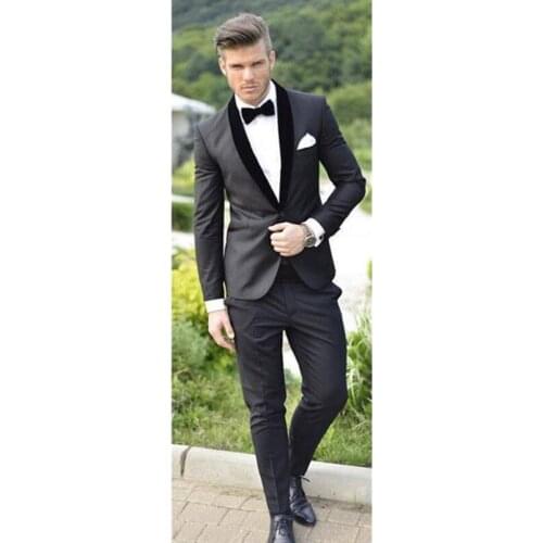 Handsome man suit high quality custom made groom suit elegant fashion wedding dress two-piece pure color formal occasions