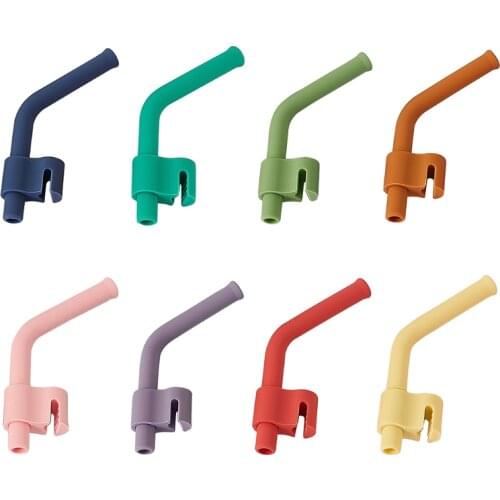 Reusable Silicone Soup Water Drinking Straw Snap Buckle Tableware Baby Feeding Accessory G2AE