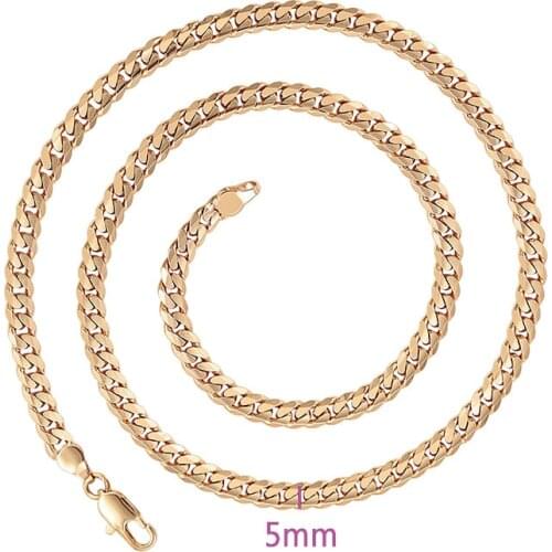 MxGxFam ( 45 cm * 5 mm) Fashion Figaro Necklace For Men Women 18k Gold Plated Lead and Nickel Free