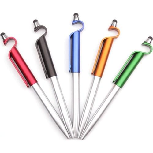Low MOQ Spot Plastic Multifunction 3 in 1 Mobile Phone Holder Touch Stylus Ballpoint Pen Customized LOGO Printing Available