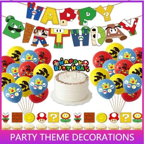 Happy Birthday Cake Topper Gaming Figures Theme Cake Topper for Kids Birthday Party Decoration Boys Girls Party Favors
