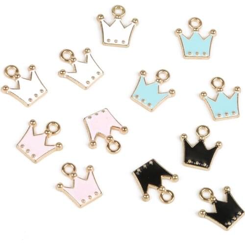 2020 10pcs/lot 10x11mm Alloy Metal Drop Oil Crown Charms Pendant for DIY Bracelet Necklace Jewelry Making Accessories
