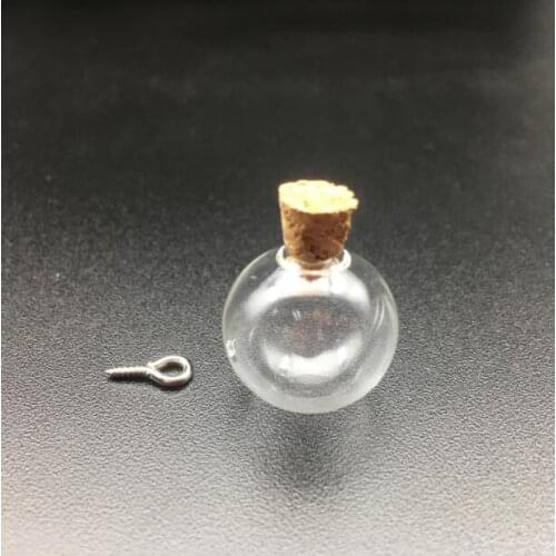 1pieces 18mm Wish glass Bottle pendant with cork Perfume essential oil vial round glass ball orb charms findings factory supply
