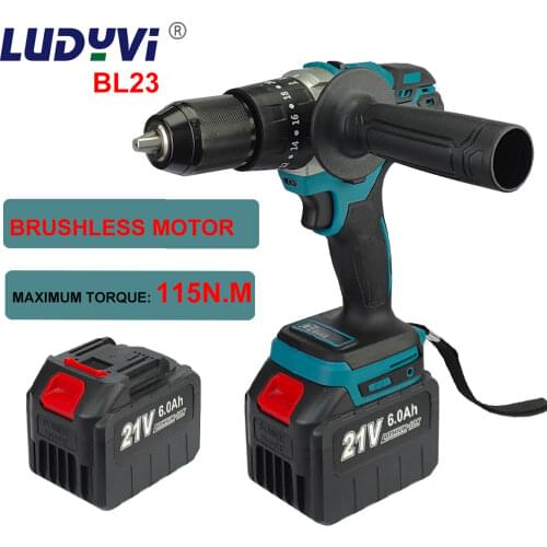 21V 13MM Brushless Electric Drill 115N/M 4000mah Battery Cordless Screwdriver With Impact Function Can Drill Ice Power Tools