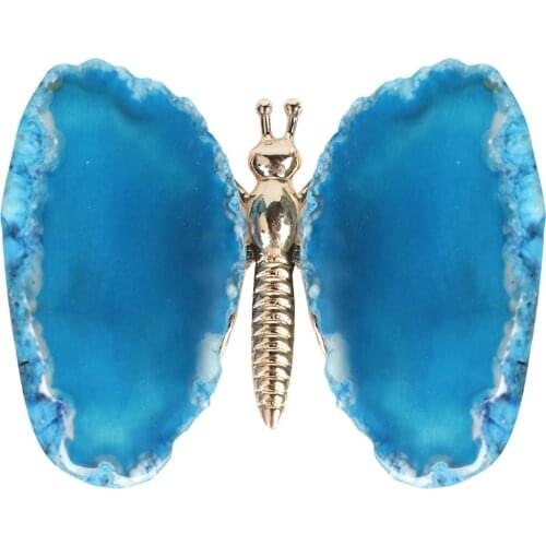 Sporadic 1pc Natural Agate Slice Butterfly Stones Quartz Home Decor Gift Office Desk Crafts Small Ornaments