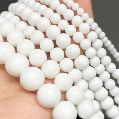 Natural Stone White Tridacna Glass Beads Round Loose Spacer Beads For Jewelry Making 4/6/8/10/12mm DIY Earing Bracelet 15"Inches