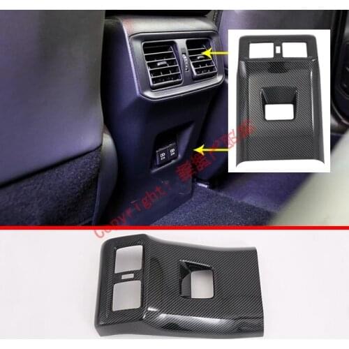 Carbon Fiber Style Interior Rear Air-Condition Vent Outlet Full Cover Trim For Toyota Rav4 2019 2020