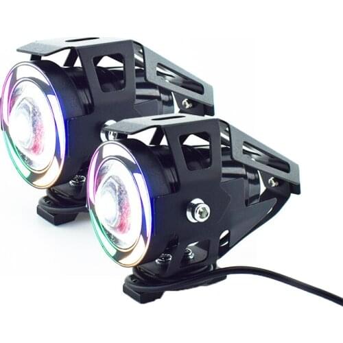 Motorcycle LED Work lights colorful angel eye lights Motorbike Auxiliary lamp headlights 6500k moto Fog lamp spotlights Headlamp
