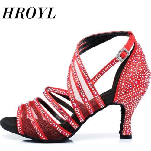 Latin dance shoes for girl women ladys Rhinestone ballroom professional Salsa tango party dancing shoes high heel
