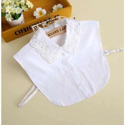 YSMILE Y Pure Color Lace Detachable Shirt Fake False Collar Women White Black Embroidery Solid Blouse Female Clothes Accessories