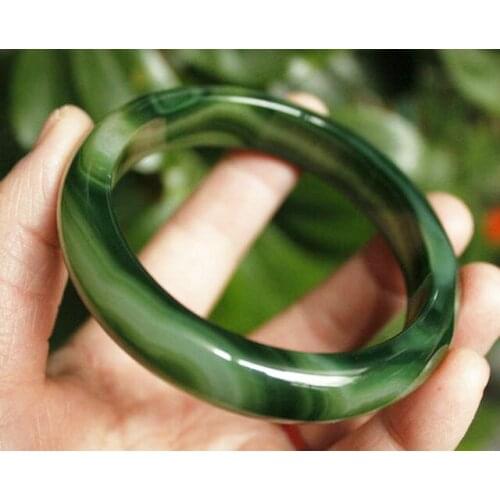 Green Banded Agate Bangle Bracelet 56-62mm (inside diameter) AAA+1A1A
