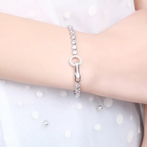100% 925 Sterling Silver Created Moissanite Gemstone Bubbles Bangle Charm Wedding Bracelet Fine Jewelry Gifts Drop Shipping