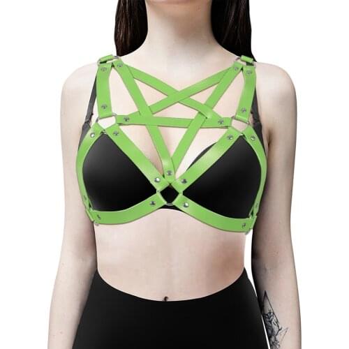 Bondage Leather Womens Belt Harness Punk Goth Pole Dance Rave Costume Stocking Garter Harajuku Pentagram Accessories Sword Belt